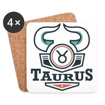 Taureau Signe cadeau Taureau Mai Juin - Dessous de verre (lot de 4) - blanc - Devant