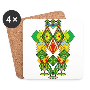 Abstract faces drawing Crazy Art colored - Coasters (set of 4) - white - Front