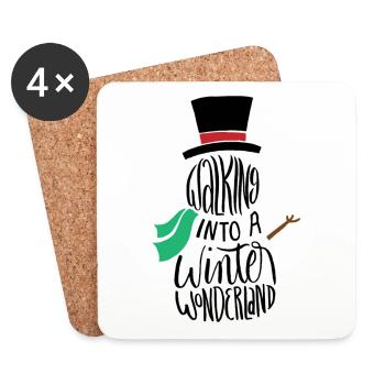 Snowman winter cold snow gift Mr. Snow - Coasters (set of 4) - white - Front