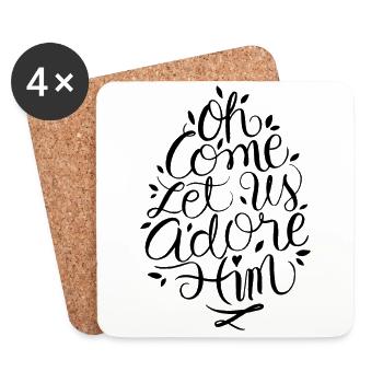 Christmas Time oh come let us adore him - Untersetzer (4er-Set) - Weiß - Vorne