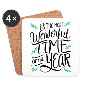 Christmas time Advent December Santa Claus Christmas - Coasters (set of 4) - white - Front