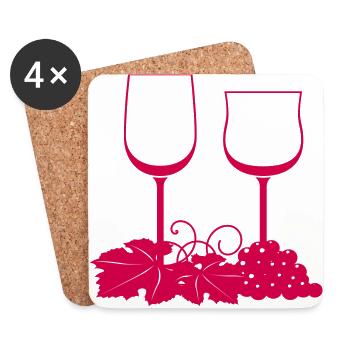 wein wine flasche glas bottle barrels glasses84 - Untersetzer (4er-Set) - Weiß - Vorne