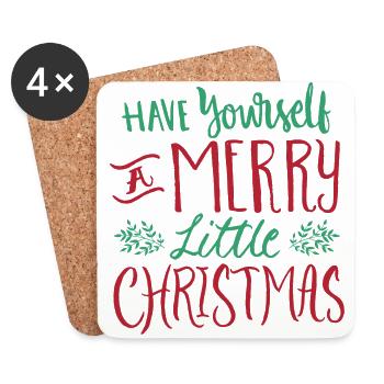 Weihnachten Merry little Christmas Efeu Geschenk - Untersetzer (4er-Set) - Weiß - Vorne