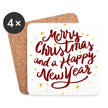 Merry Xmas Happy New Year Starry Sky Gift - Coasters (set of 4) - white - Front
