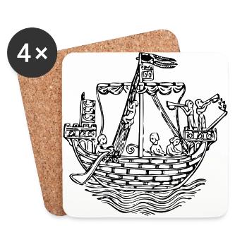 paddle boat sail boat rowboat sailboat37 - Coasters (set of 4) - white - Front