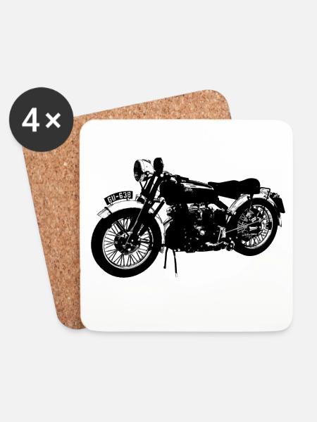 Klassisches Motorrad Black Shadow - Untersetzer (4er-Set) - Weiß