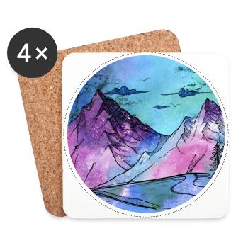 Magische Berge - Untersetzer (4er-Set) - Weiß - Vorne