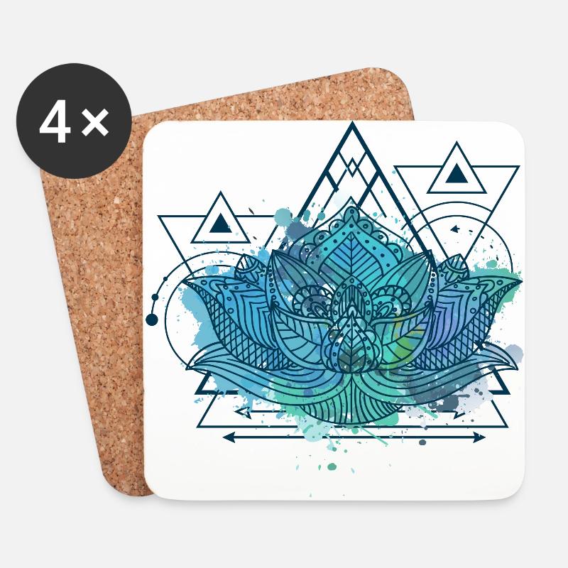 Lotus Triangle - Untersetzer (4er-Set) - Weiß