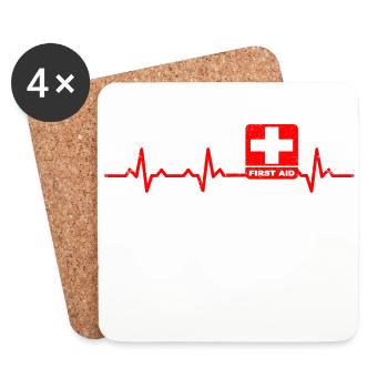 sanitäter Herzschlag heartbeat geschenk rettung - Untersetzer (4er-Set) - Weiß - Vorne