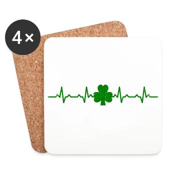 Irland Herzschlag Kleeblatt Irisch geschenk glück - Untersetzer (4er-Set) - Weiß - Vorne