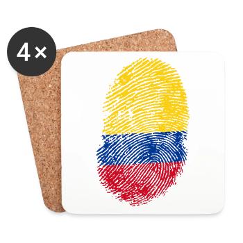 Colombie T-shirt · Drapeau · ADN · Empreintes digitales - Dessous de verre (lot de 4) - blanc - Devant