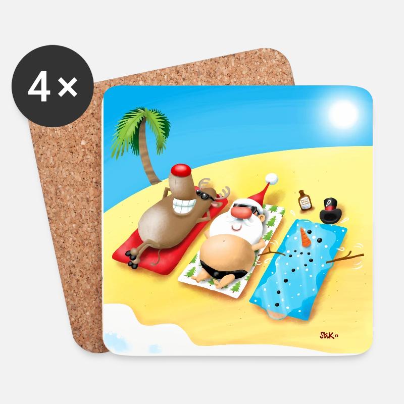Weihnachts Strand - Untersetzer (4er-Set) - Weiß