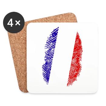 France Shirt · Drapeau · ADN · Empreintes digitales - Dessous de verre (lot de 4) - blanc - Devant