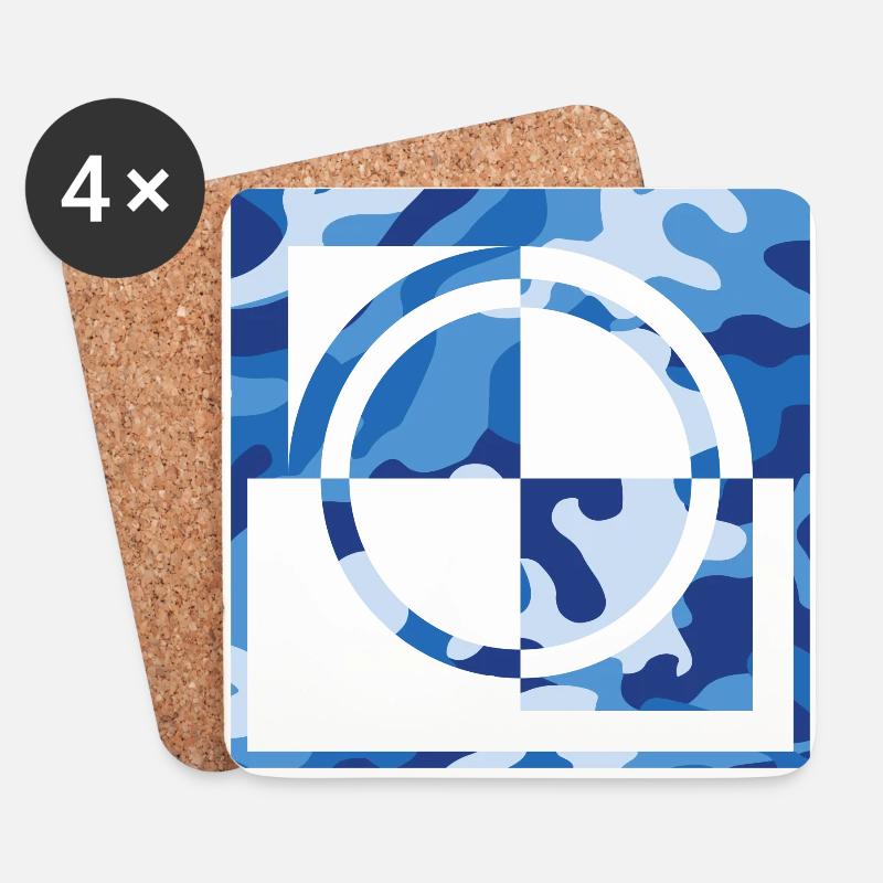 Blue camouflage - Untersetzer (4er-Set) - Weiß