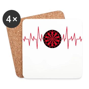 Dart Dartscheibe Herzschlag EKG Geschenk Bullseye - Untersetzer (4er-Set) - Weiß - Vorne