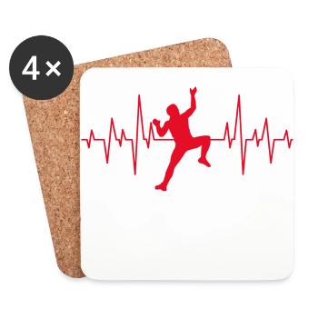 Climbing climbing mountain climbing heartbeat gift - Coasters (set of 4) - white - Front