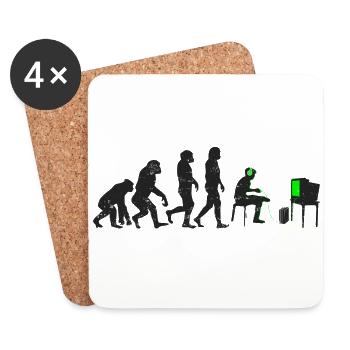Les joueurs joueurs de cadeau d'évolution geek ballot Noob - Dessous de verre (lot de 4) - blanc - Devant