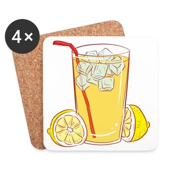 lemon lime lemon citrus veggie vegetable fruits - Coasters (set of 4) - white - Front