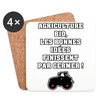 AGRICULTURE BIO, LES BONNES IDÉES FINISSENT PAR - Dessous de verre (lot de 4) - blanc - Devant