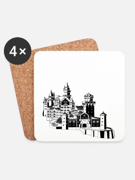 Schloss Neuschwanstein - Untersetzer (4er-Set) - Weiß