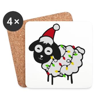 Weihnachts Schaf - Untersetzer (4er-Set) - Weiß - Vorne
