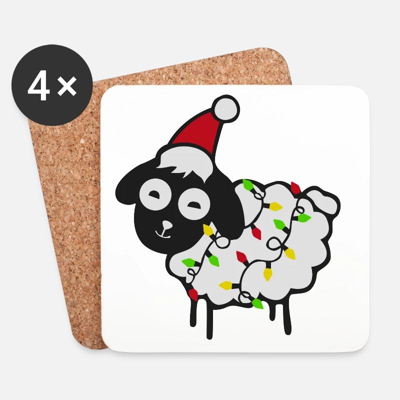 Weihnachts Schaf - Untersetzer (4er-Set) - Weiß