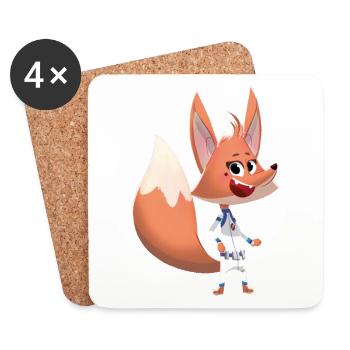 Fuchs "Hannah" – lustiges Waldtier für Kinder - Untersetzer (4er-Set) - Weiß - Vorne