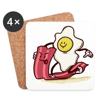 Ei reitet Bacon-Scheibe - Untersetzer (4er-Set) - Weiß - Vorne