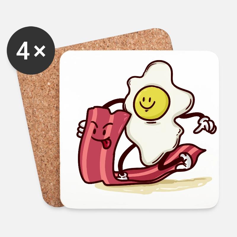 Ei reitet Bacon-Scheibe - Untersetzer (4er-Set) - Weiß