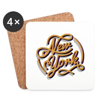 New York Vintage Style Effect Schriftzug - Untersetzer (4er-Set) - Weiß - Vorne
