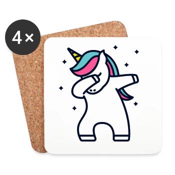 Licorne licorne Dab tamponnant cadeau - Dessous de verre (lot de 4) - blanc - Devant