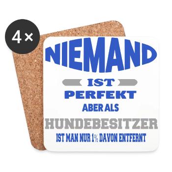 Hundebesitzer - Untersetzer (4er-Set) - Weiß - Vorne