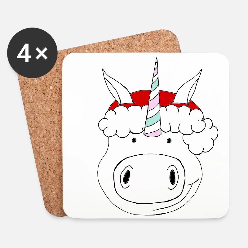 Einhorn Weihnachten - Untersetzer (4er-Set) - Weiß