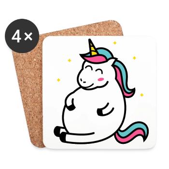 Fat Unicorn Dickes Einhorn Kurven Hunger Geschenk - Untersetzer (4er-Set) - Weiß - Vorne