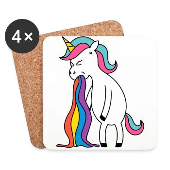 Unicorn rainbow puke. No buck Gagging - Coasters (set of 4) - white - Front