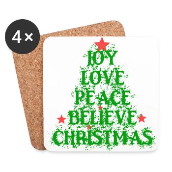 Joy Love Peace Noël Croyez - Dessous de verre (lot de 4) - blanc - Devant