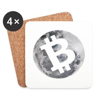 Bitcoin to the moon / Cryptocurrency / Gift Idea - Coasters (set of 4) - white - Front