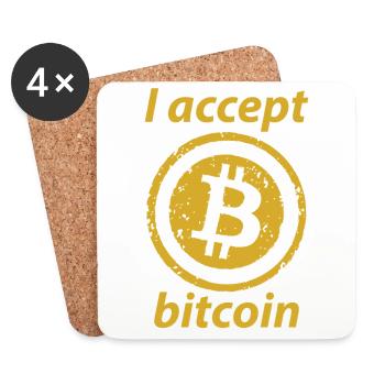 Bitcoin / Kryptowährung / Gold / Geld / Geschenk - Untersetzer (4er-Set) - Weiß - Vorne
