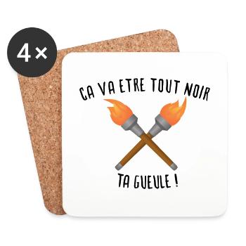 Tout noir - Dessous de verre (lot de 4) - blanc - Devant