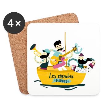 brassens musiciens musique guitare bateau copain - Dessous de verre (lot de 4) - blanc - Devant