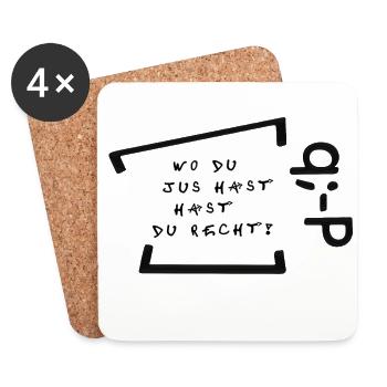 Wo du Jus hast, hast du Recht! q;-P - Untersetzer (4er-Set) - Weiß - Vorne