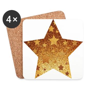 Stern mit Sternchen - Gold Geschenk Geschenkidee - Untersetzer (4er-Set) - Weiß - Vorne