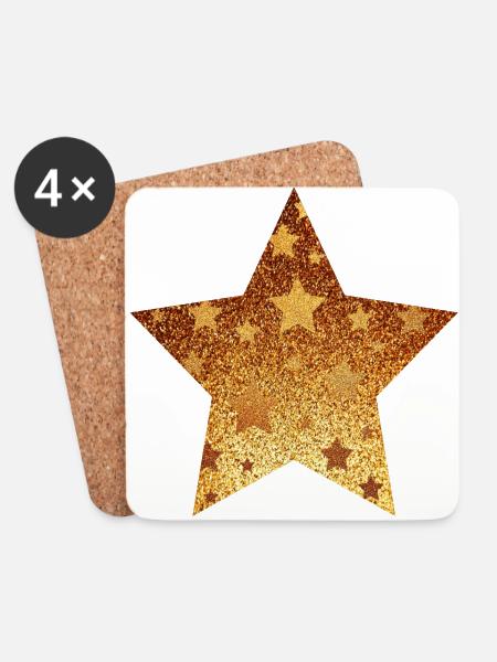 Stern mit Sternchen - Gold Geschenk Geschenkidee - Untersetzer (4er-Set) - Weiß