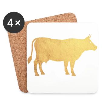 Vache d’or - Dessous de verre (lot de 4) - blanc - Devant