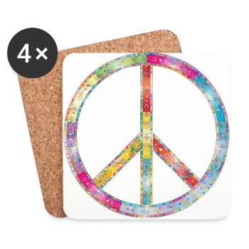 PEACE SIGN YOGA BUDDHA MEDITATION T-SHIRT - Coasters (set of 4) - white - Front