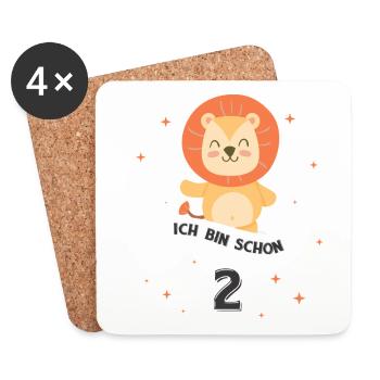 2 GEBURTSTAG KLEINKIND BABY BRUDER SCHWESTER TANTE - Untersetzer (4er-Set) - Weiß - Vorne