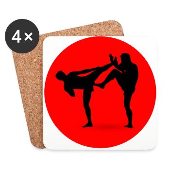boxing kickboxing kickboxen karate boxen - Untersetzer (4er-Set) - Weiß - Vorne