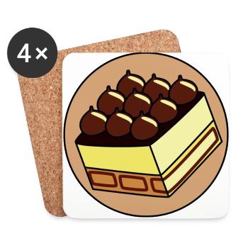 Tiramisu 2 Schichtdessert Mascarpone Cappuccino - Untersetzer (4er-Set) - Weiß - Vorne