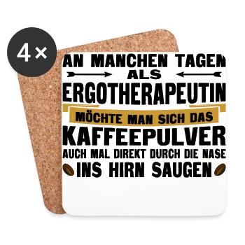 Ergotherapeutin Kaffeetasse - Untersetzer (4er-Set) - Weiß - Vorne