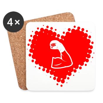 I love Martial Arts Sport Fitness Fit heart fist - Coasters (set of 4) - white - Front
